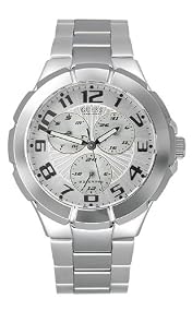 GUESS #G10179G Men's Waterpro Stainless Steel Silver Dial Calendar Watch