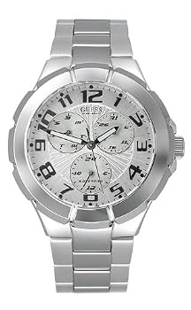 GUESS #G10179G Men's Waterpro Stainless Steel Silver Dial Calendar Watch