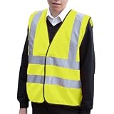 YOKO GILET ENFANT 4 BANDES RÉFLÉCHISSANTES, Jaune Fluorescent ; Taille: 4-6 ans