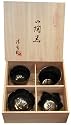 Japanese flower shaped rice bowls - set of 4, Hizen porcelain