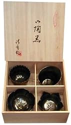 Japanese flower shaped rice bowls - set of 4, Hizen porcelain
