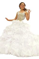 Girls Lace Crystal Crystals Spaghetti Strap Pageant Dress 