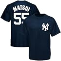 Majestic New York Yankees #55 Hideki Matsui Navy Blue Player T-shirt