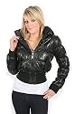 L73 Womens Shiny Black Puff Bomber Jacket Sizes 8-14 UK