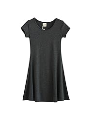 Round Neck Short Sleeves Tank Spring Summer Cotton Mini Dress 
