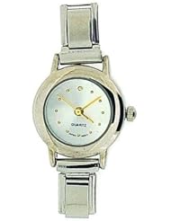 Trendy Charm Silver Round Dial Watch, Fits Italian Charm Bracelet