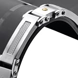 Unique Mens Stainless Steel Link Bracelet White Carbon Fiber