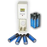 Compact Battery Charger can charge 4 AA or 4 AAA batteries w/ 8 Premium 2700 MAH rechargeable batteries