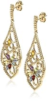 18k Gold Overlay Sterling Silver Multi-Gemstone Dangle Earrings