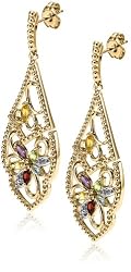 18k Gold Plated Sterling Silver Multi-Gemstone Dangle Earrings