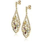 18k Gold Overlay Sterling Silver Multi-Gemstone Dangle Earrings