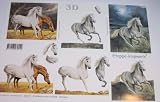 A4 3D step by step Le Suh decoupage sheet - white stallion, horses
