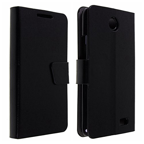 Okeler Fashion PU Leather Wallet Magnetic Flip Case Cover for Lenovo A820 A820T Black with Free Pen