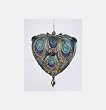 Regal Peacock Glittered and Beaded Satin Heart-Shaped Christmas Ornament 3.5"