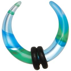 6 Gauge Blue Green Marble Acrylic UV Buffalo Taper