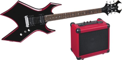 BC Rich Red Bevel Warlock Guitar Pack Black with Red Bevels