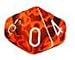Chessex Dice Sets: Orange with White Translucent - Ten Sided Die d10 Set (10)