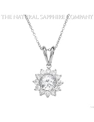 Natural White Sapphire and Diamond Pendant