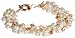 Gold Plated Sterling Silver White Freshwater Cultured Pearl with Crystallized Swarovski Element Copper Bracelet, 7.5\