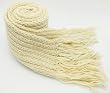 Handmade Pure Acrylic Scarf with Classic Fringes - Gift Idea for Men - Antique White (100% Knitted By Hand)