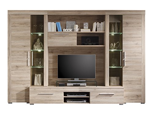 trendteam BM98790 Wohnwand Anbauwand Wohnzimmerschrank Eiche San Remo ...