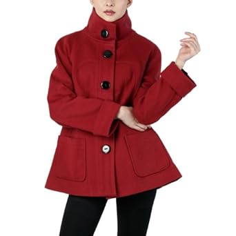 BGSD Women's Sunburst Seam A-Line Wool Coat in Black or Oxblood