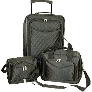 Axiz Group 3 Piece Luxury Quilted Travel Set, Black