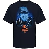 MLB Justin Verlander Detroit Tigers Poster Series T-Shirt - Navy Blue (Medium)