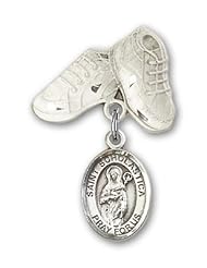 Sterling Silver Baby Badge with St. Scholastica Charm and Baby Boots Pin