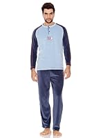 Basket Pijama Tapeta Bordado Velour (Celeste)