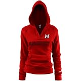 Miami University RedHawks Ladies Red Rugby Distressed Deep V-neck Hoody Sweatshirt