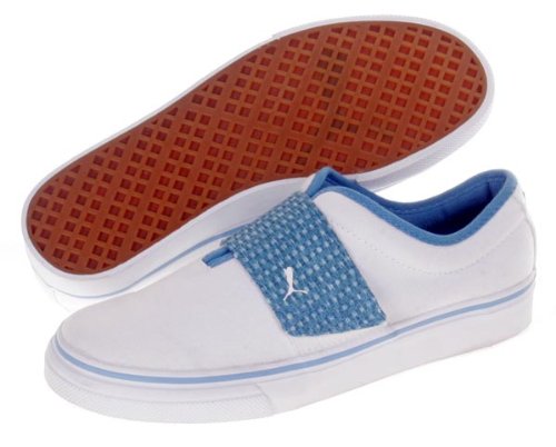 PUMA El Rey Womens Canvas Slip On Shoes White/Vivid Blue