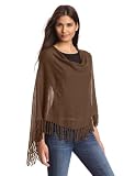 Minnie Rose Womens Fringe Ruana