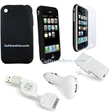 Cuffu iPhone 3G (2nd Generation) 5 in 1 Bundle Deal Skin Cover Home Charger Car Charger and USB Data Cable w Premium Screen Protector with Only $2.98 in Shipping - Great Gift Set