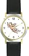 Angel In Flight No.1 - Cherub, Angel or Cupid Theme - WATCHBUDDY&reg; DELUXE TWO-TONE THEME WATCH - Arabic Numbers - Black Leather Strap-Size-Large ( Men's Size or Jumbo Women's Size )