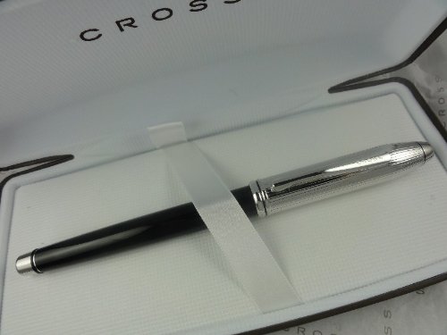 14K Gold Plated:Cross Townsend Tuxedo Black Lacquer and Rhodium Plated with 14k Solid X-f Nib Fountain Pen
