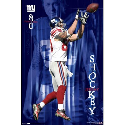 Professionally Framed New York Giants (Jeremy Shockey) Sports Poster Print - 24x36 with RichAndFramous Black Wood Frame