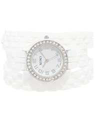 XOXO Womens XO5617  White Rubber Double Wrap Rhinestones Bezel Watch