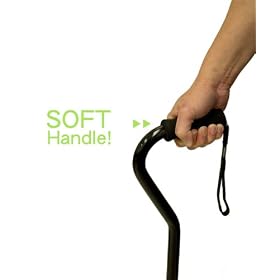 Ez2care Classic Soft Handle Cane with Strap, Black, for Travel and Daily Use