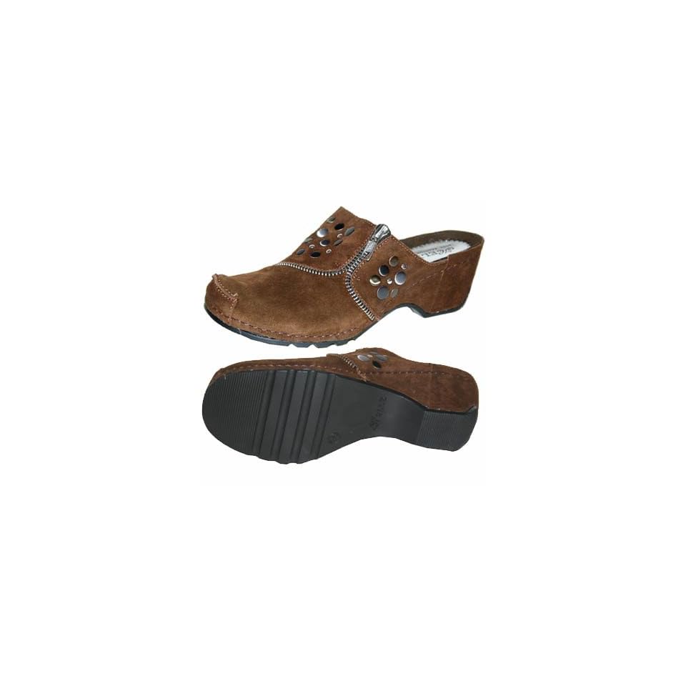 Helle Comfort 44504 Brown Suede Womens Shoes Clogs Mules New