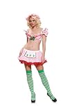 4Pc Strawberry Girl, Withunderwire Bra Top, Skirt, Hat, And Stockings Outfit Costume Leg Avenue by Fenvy