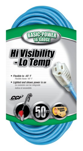 Coleman Cable 02368-06 16-3 50-Foot Hi-Vis Low Temp Winter Extension Cord, Blue Coleman Cable 02368-06 16-3 50-Foot Hi-Vis Low Temp Winter Extension Cord, Blue