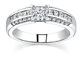 0.98 CT PRINCESS DIAMOND 18K WHITE GOLD RING NEW