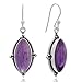 925 Sterling Silver Natural Gemstone Vintage Marquise Shape Rope Edge Dangle Hook Earrings 1.4