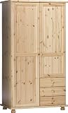 Steens 15931219 Kleiderschrank Henrik 188 x 105 x 60 cm Kiefer massiv, natur lackiert