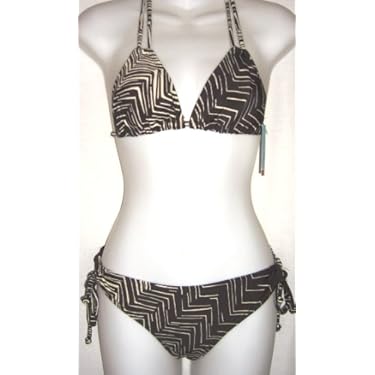 Juniors Bikini Triangle Top With Tie Side Bottom Zigzagbrown S