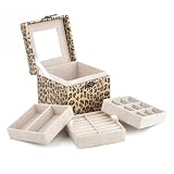 Animal Print Skinny Jewelry Box, Three Layers, 4 7/8" x 4 7/8" x 4 7/8", Gift Idea