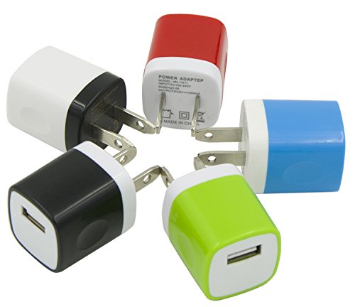 Wall Charger, OKRAY [5-Pack] 5V/1AMP 1-Port USB Wall Home Travel Charger Plug Power Adapter For iPhone 6/6 plus 5S 5 4S,Samsung Galaxy S6 S5 S4 S3,HTC One M8 M9,LG G2 G3,Blackberry,Motorola And More (White Black Red Blue Green)
