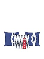 Apolena Set Funda De Cojín 3 Uds. (Blanco/Azul/Rojo)