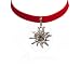  Alpenflustern Velvet Choker Elastic with Rhinestone Edelweiss large (red) - Traditional Bavarian Oktoberfest Necklace for Dirndl